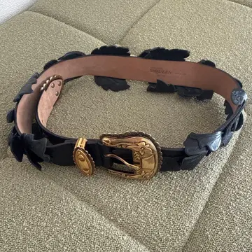 Alexander McQueen 장식 버클 벨트 블랙 가죽 벨트