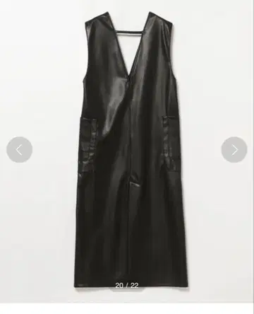 Ray BEAMS 가격표 포함 블랙 가죽 슬리브리스 원피스 사이즈 1