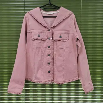핑크하우스 새상품 핑크 세일러 카라 스트레치 데님 자켓