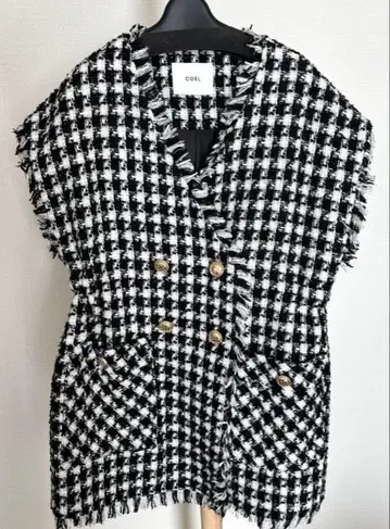 COEL 코엘 하운드투스 패턴 트위드 베스트 36