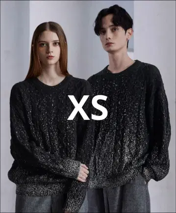 clel 호일 프린트 케이블 크루넥 니트 XS 블랙