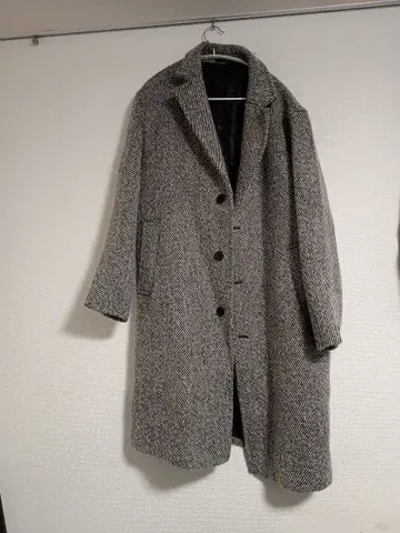 H&M 헤링본 무늬 그레이 계열 체스터 코트