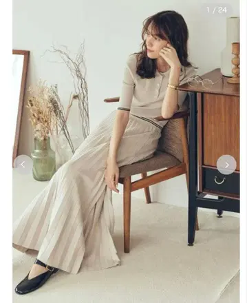 Mila owen 니트 플리츠 스커트 아이보리