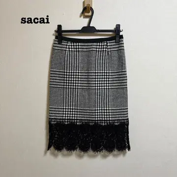 새상품급 sacai 울 타이트 스커트 하운드투스 레이스 1