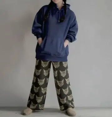 zootie 고양이 패턴 자카드 니트 팬츠 키지토라