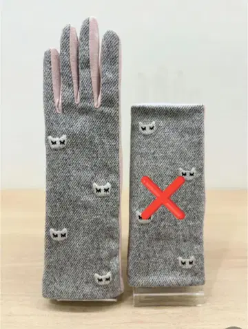 마타노아츠코 고양이 자수 장갑 핑크