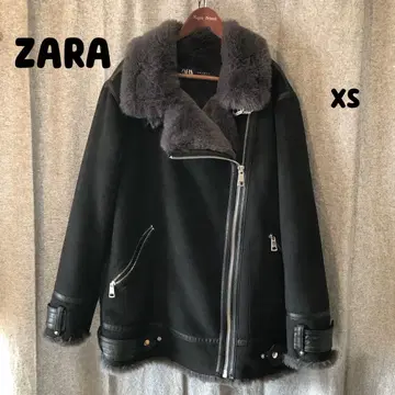 ZARA 페이크 무스탕 라이더 자켓 블랙