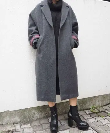 [새상품급] MURUA 어레인지 커프 벨트 체스터 롱 코트 그레이