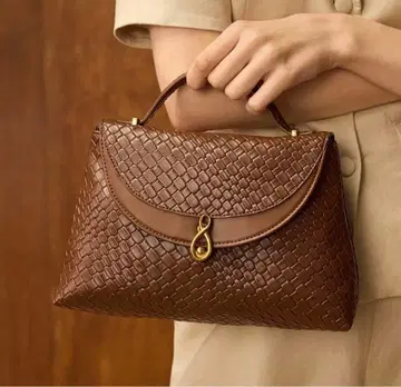 뜨개질 디자인 핸드백 커피 브라운