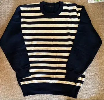 Y's 보더 니트 스웨터 긴팔 네이비 아이보리