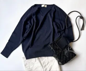 슬로브 이에나 SLOBE IENA 긴팔 니트 스웨터 울 네이비