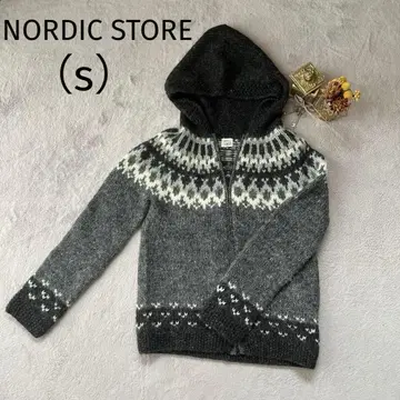 NORDIC STORE 북유럽 노르딕 무늬 울 니트 S 후드 집업