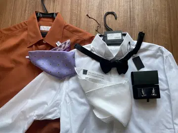 트리트 드레싱 신랑 6점 세트 셔츠 넥타이 커프스 치프