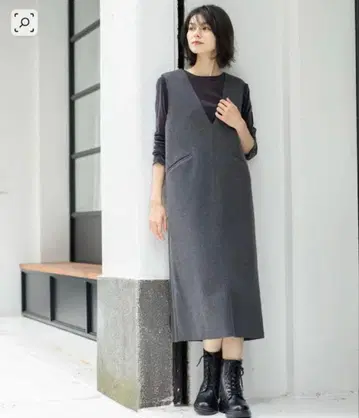 오파크 클립 울 라이크 오버롤 스커트 그레이 S M