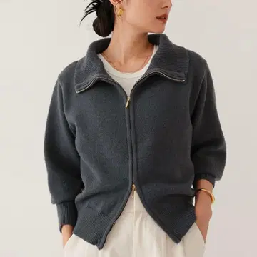 [ 미사용 새상품 ] ur's 빅 컬러 ZIP 니트 차콜 그레이