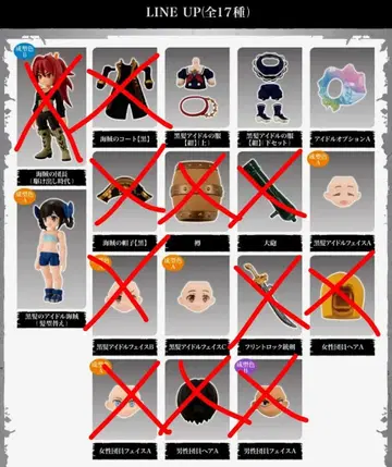 링크 트래블러스 블랙 헤어 아이돌 해적 의상 3종 표정 2종 세트