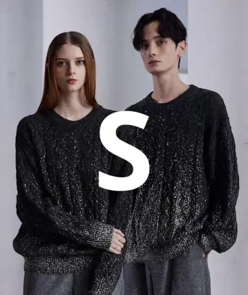 [ CLEL ] 호일 프린트 케이블 크루넥 니트