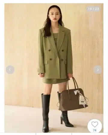 SNIDEL 올리브 더블 브레스트 자켓 & 미니 원피스