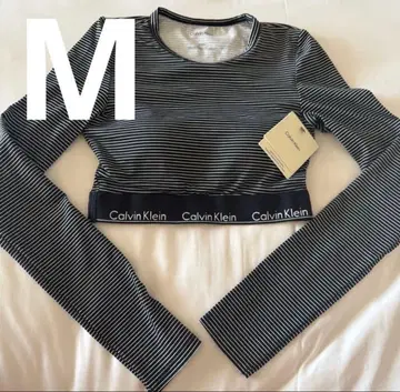 새상품 캘빈클라인 브라렛 상의 패드 있음 보더 긴팔