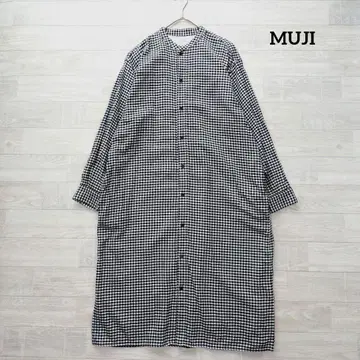 MUJI 무인양품 스탠드 카라 기모 셔츠 원피스 S-M