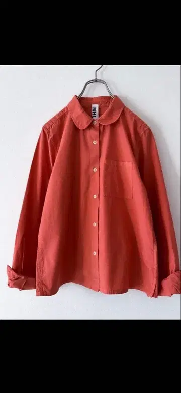 MHL 오렌지 둥근 카라 긴팔 셔츠