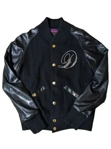 Dress Camp 스와로브스키, 가죽 바시티 자켓