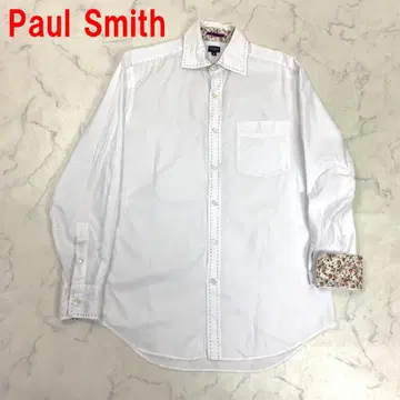 A7259 폴스미스 긴팔 셔츠 면 스티치 꽃무늬 화이트 M