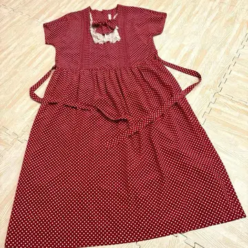 핑크하우스 도트 패턴 롱 원피스