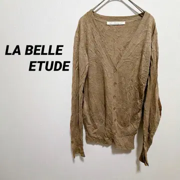 LOB LA BELLE ETUDE 브라운 니트 긴팔 가디건