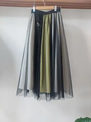 플레어 롱 스커트 튤 레이스 멀티 컬러