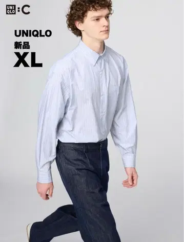 [ 미사용 새상품 ] 유니클로C 브로드 오버사이즈 셔츠 스트라이프 XL