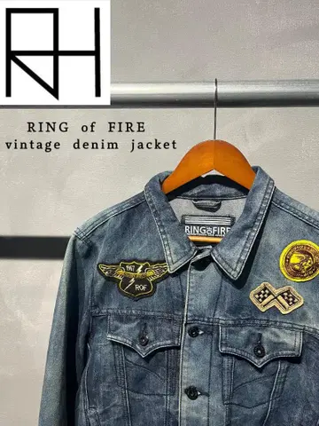 [ 구제 의류 ] RING of FIRE 데님 자켓 와펜 포함