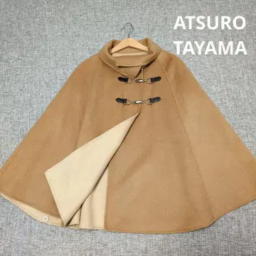 아츠로 야마모토 울 판초 울 코트 베이지 착용감 없는 새상품급