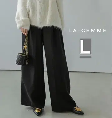 la-gemme 와이드 팬츠 편안함 허리밴딩 루즈핏 하이웨스트