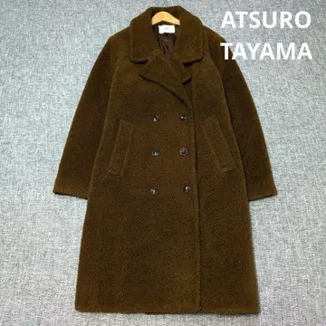 아츠로 우타야마 테디베어 코트 루즈핏 M~L 울 혼방 더블 브레스트