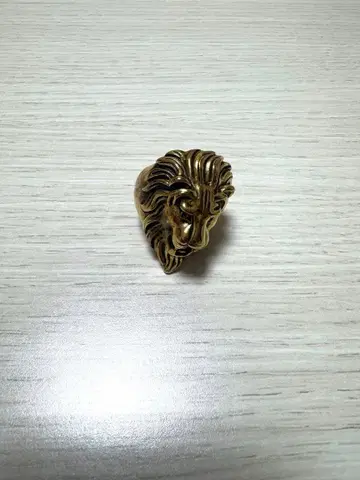 사자 디자인의 골드 컬러 반지