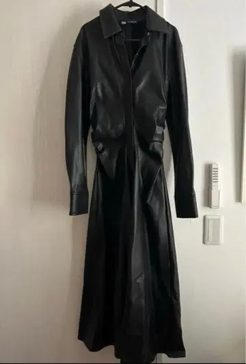 블랙 가죽 긴팔 셔츠 원피스 ZARA 자라