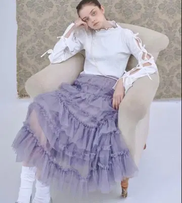 Lovilyn 티어드 샤샤 스커트 퍼플 바이올렛 라비린