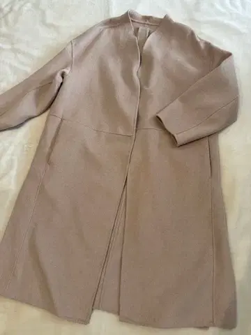 H&M 노카라 코트 L 베이지 울 블렌드 체스터 코트