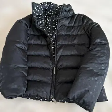 아르마니진 블랙 다운 자켓 도트 무늬 40