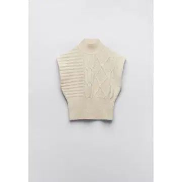ZARA 슬리브리스 하이넥 베스트 케이블 니트