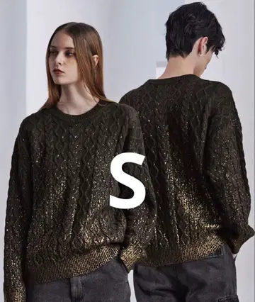 [ CLEL ] 호일 프린트 케이블 크루넥 니트