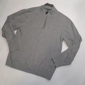 타미힐피거 면 100% 하이넥 집업 긴팔 니트 XL