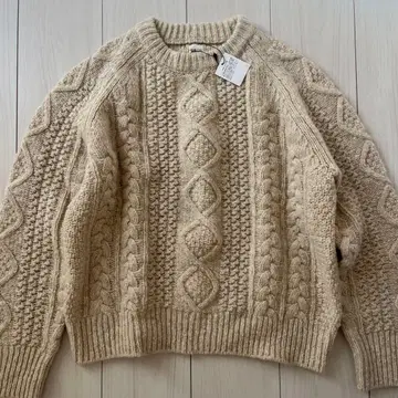 론 헤르만 케이블 아란편 믹스실 니트 새상품