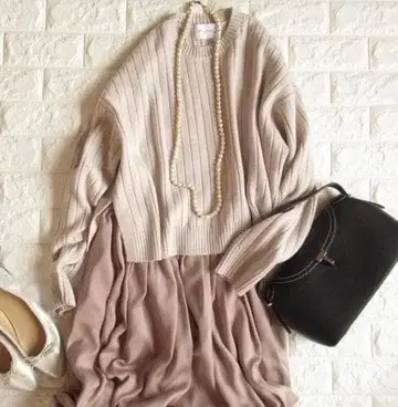 유나이티드 애로우즈 미사용 새상품 리브 숏 와이드 니트 라이트 핑크