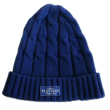 FLAT HEAD 플랫 헤드 케이블 니트 캡 네이비