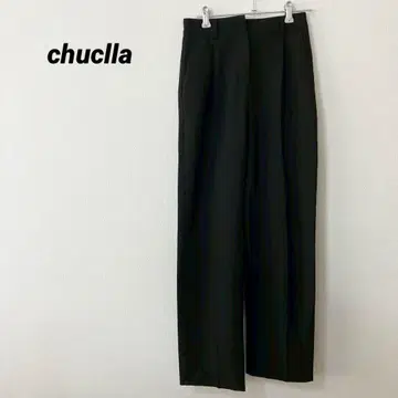 추크라 블랙 플리츠 스트레이트 슬랙스 깔끔한 업무용 S