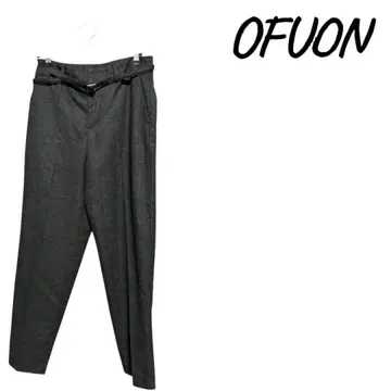 OFUON 다크 그레이 슬랙스 벨트 포함