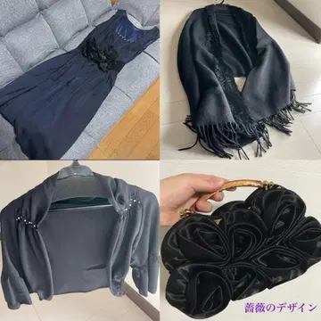 네이비 드레스 스톨 볼레로 백 세트