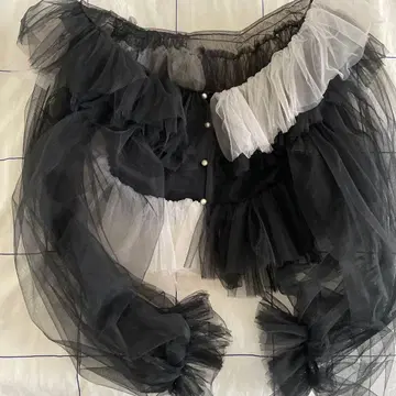 VIVIANO 튤 프릴 긴팔 블라우스